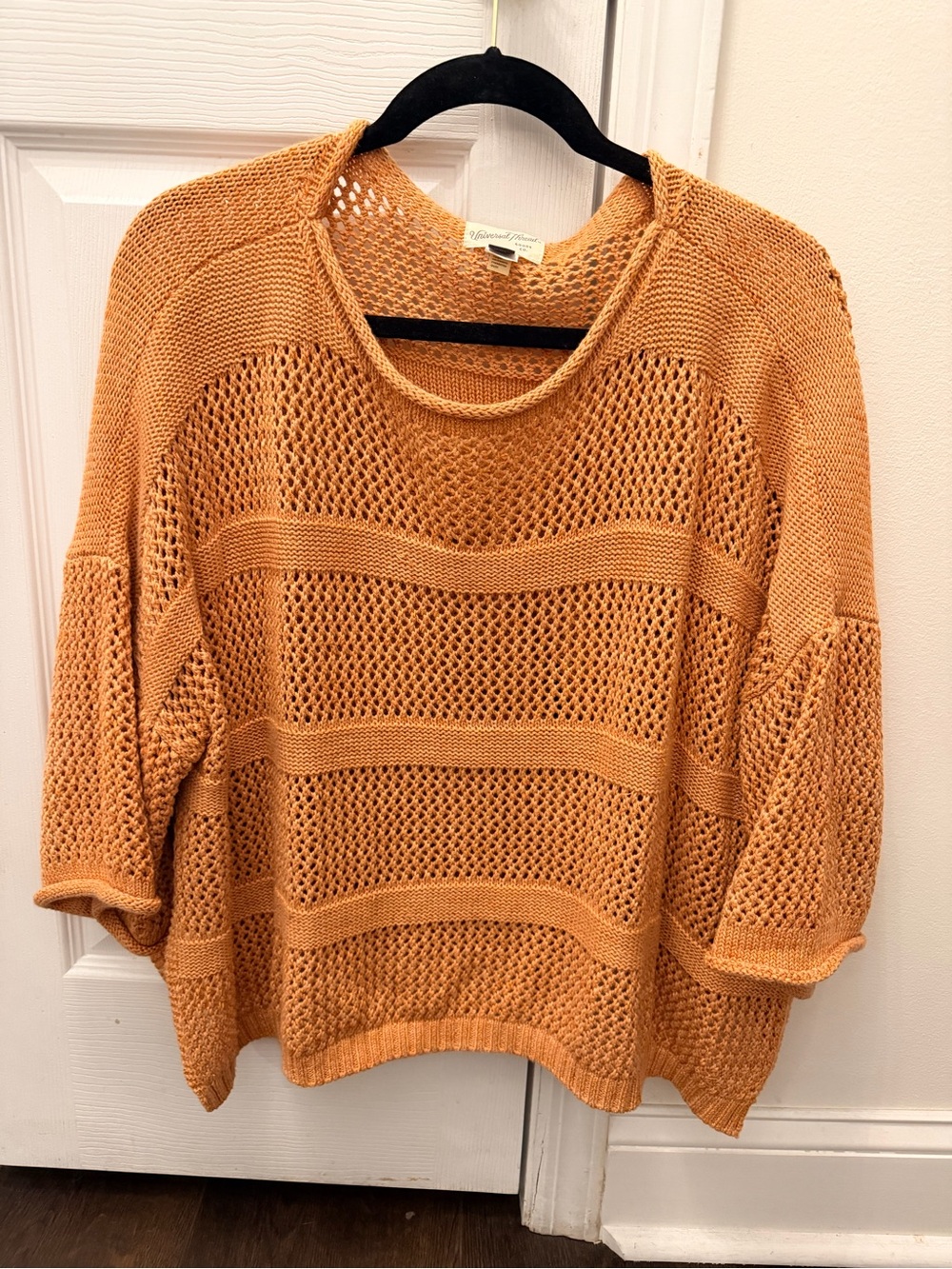 Open-Knit Lightweight poncho Sweater - coral